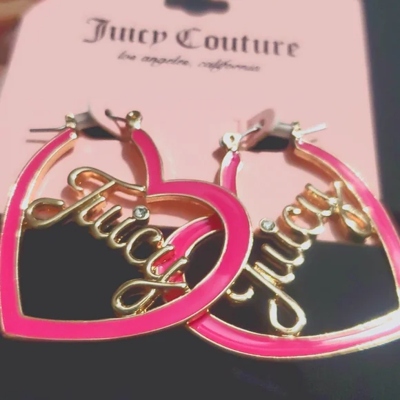 Juicy Couture Pink Heart Hoop Earrings💗 - Picture 3 of 4